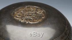 Large Chinese Ming Mark Bronze Bowl With Warriors 19/20th C