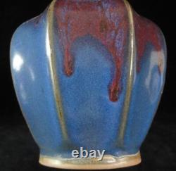 Large Chinese Old Jun Kiln Natural Blue and Blood Red Pocelain Vase