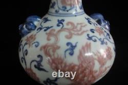 Large Chinese Old Real Hand Painting Blue and Red Porcelain Vase XuanDe Marks