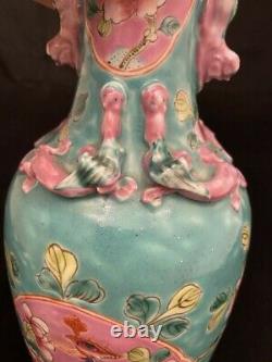 Large Chinese Peranakan Nyonya Straits Famille Rose Green-ground Vase