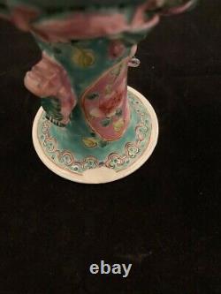 Large Chinese Peranakan Nyonya Straits Famille Rose Green-ground Vase