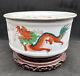Large Chinese Porcelain Censer Or Warming Pot, Republic Era With Dragons