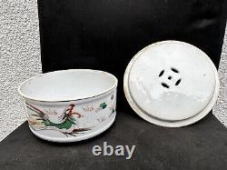 Large Chinese Porcelain Censer or Warming pot, Republic Era With Dragons
