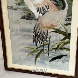 Large Chinese Silk Embroidered Tapestry 41 X 20 With Birds