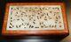 Large Chinese White Birds And Deer Carved Jade Wooden Humidor Jar Box