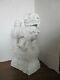 Large Chinese White Glazed Porcelain 12.5 Foo Dog Lion Withpuppy Figurine Statue