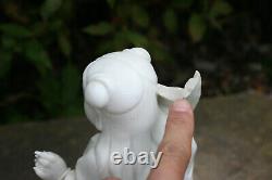 Large Chinese White Porcelain Carved 2 Figurine Statue Marks
