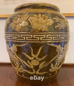 Large Chinese slipware martaban Jar 15.5 high 12 diameter