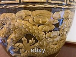 Large Chinese slipware martaban Jar 15.5 high 12 diameter