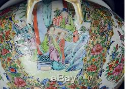 Large Chinese tureen with cover DaoGuang famille rose Mandarin scenes 36,5cm