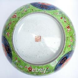 Large Clobbered Chinese Export Porcelain Punch Bowl. Diameter 31 cm. 18th/19th c