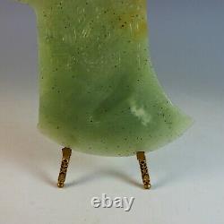 Large Excellent Antique Chinese Engraved Green & Russet Jade Axe Blade