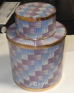 Large Fabienne Jouvin Design Cloisonne Purple Enamel Jar Box
