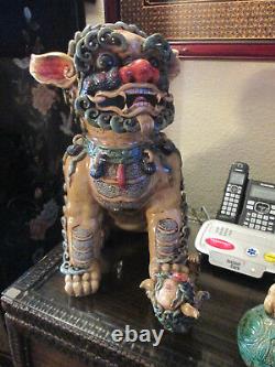 Large Handcrafted Stone Foo Dogs (lion)