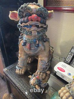 Large Handcrafted Stone Foo Dogs (lion)