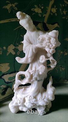 Large & Impressive Antique Chinese Carved Alabaster Guanyin Statuette. 16 Tall