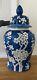 Large Lidded Ginger Jar Blue And White Oriental Urn Temple Jar