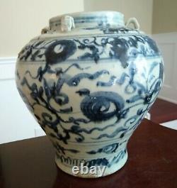 Large Ming Dynasty Blue and White Vessel CHINA 17th Century or Earlier