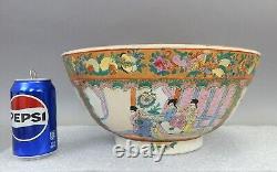 Large Old Antique Chinese Porcelain Famille Rose Centerpiece Bowl