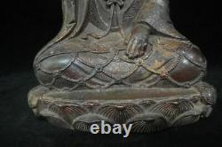 Large Old Chinese Gilt Bronze GuanYin Buddha Statue JingPing Marks