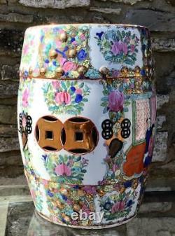 Large Old PORCELAIN CHINESE GARDEN SEAT Highly Decorated Ceramic Stool