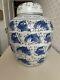 Large Oriental Chinese Ginger Jar Koi Carp Pattern Blue And White Porcelain 40cm