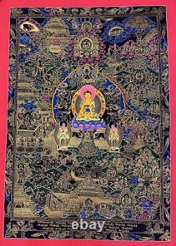 Large Original Hand Painted Tibetan Chinese Buddha Life thangka painting Signed