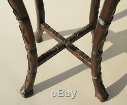Large Pair Of Antique Chinese Hardwood Stands with Rouge Marble