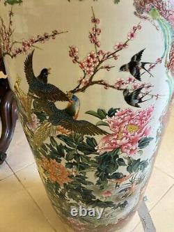 Large Pair Of Chinese Canton Vases, In Good Condition, Hand Painted