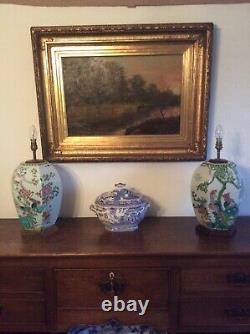 Large Pair Vintage Porcelain Chinese Lamps