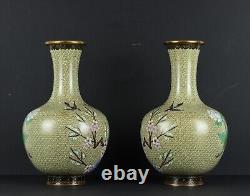 Large Pair of Antique Chinese Cloisonné Vases in Perfect Condition, c. 1930