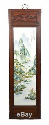 Large Pair of Chinese Painting Landscape Porcelain Wall Hanging Plaque Marked