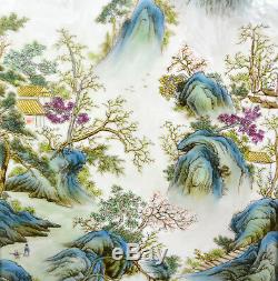 Large Pair of Chinese Painting Landscape Porcelain Wall Hanging Plaque Marked