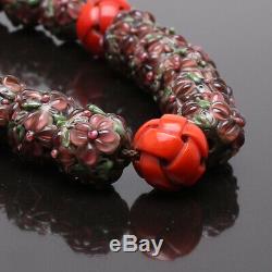 Large & Perfect Antique Chinese Peking Glass Bead Bracelet Qing Dynasty