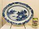 Large Qing Chinese Blue And White Plate Platter 15x12 Inch