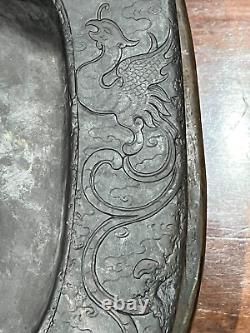 Large Qing Dynasty Chinese Duan Ink Stone With Case 31cm X 24cm X 5cm