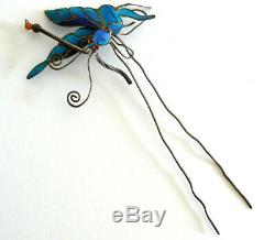Large Qing Dynasty Kingfisher feather Hair Pin Antique VINTAGE Chinese 19th