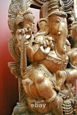 Large Rare Antique Chinese Carved Ganesh Wood Statue Shiva Bali Goddess gift