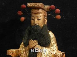Large Rare Important Temple Jade Emperor Yu Huang Dadi Taoist Handcarved gilt