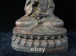Large Rare Old Chinese Bronze GuanYin Buddha Seated Statue Sculpture