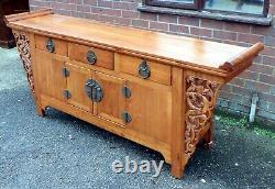 Large Republic Period antique Chinese solid carved cedar sideboard altar table