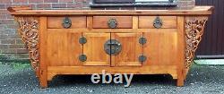Large Republic Period antique Chinese solid carved cedar sideboard altar table