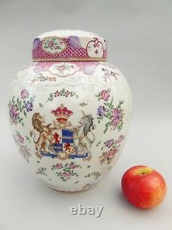 Large Samson Armorial Lidded Jar Chinese Famille Rose Design