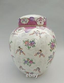 Large Samson Armorial Lidded Jar Chinese Famille Rose Design