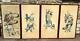 Large Set Of 4 X Original 19th Century Framed Paintings Of Chinese Warriors