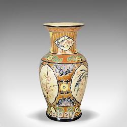 Large Vase, Vintage, Oriental, Baluster, Panel Scenes, Late 20th Century