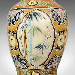 Large Vase, Vintage, Oriental, Baluster, Panel Scenes, Late 20th Century