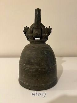 Large Vintage Antique Chinese Guardian Lion Temple Bell 9 Inches