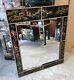 Large Vintage Chinese Black Lacquer Framed Wall Mirror Delivery Available