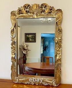 Large Vintage Chinese Furniture Wood Carved Wooden Gold Mirrors 23 x 36 ins